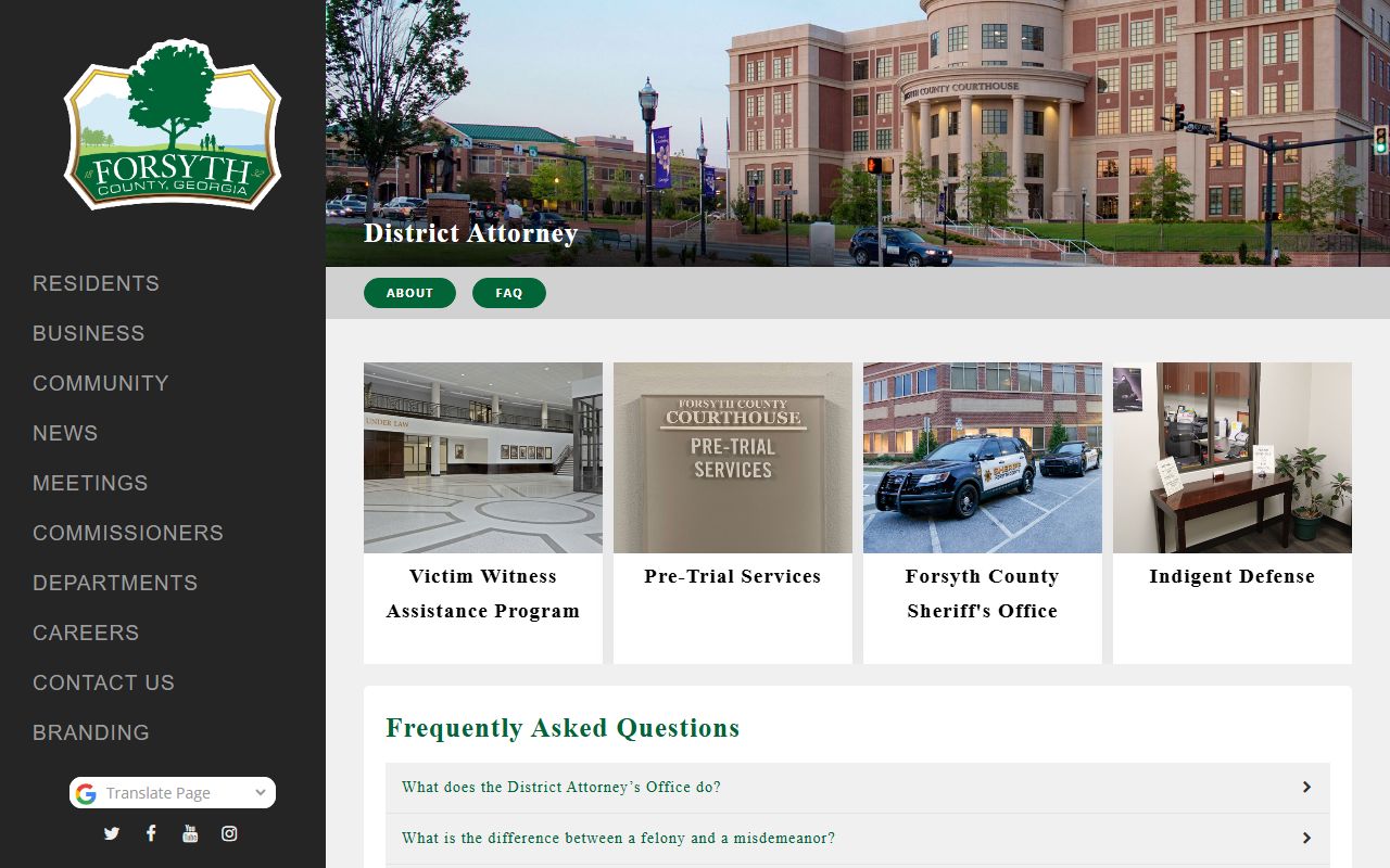 Forsyth County District Attorney page tied to Clerk of Court criminal records