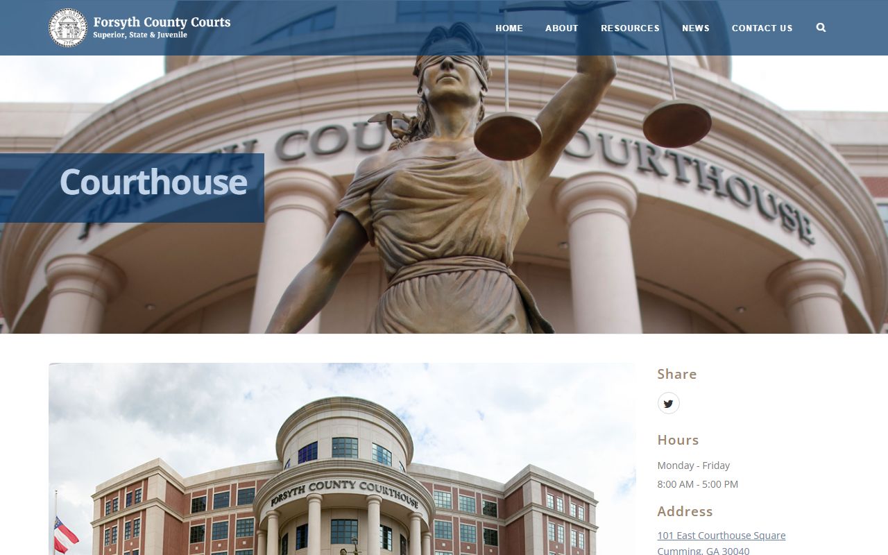 Forsyth County Superior Court courthouse information page