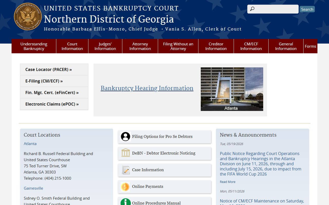 Forsyth County probate records federal context: U.S. Bankruptcy Court Northern District of Georgia