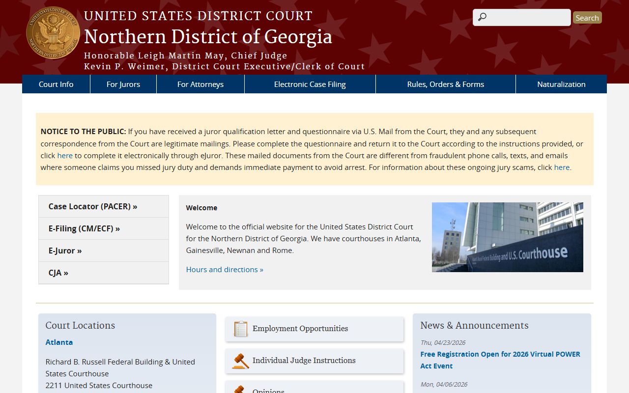 Forsyth County probate records federal context: U.S. District Court Northern District of Georgia