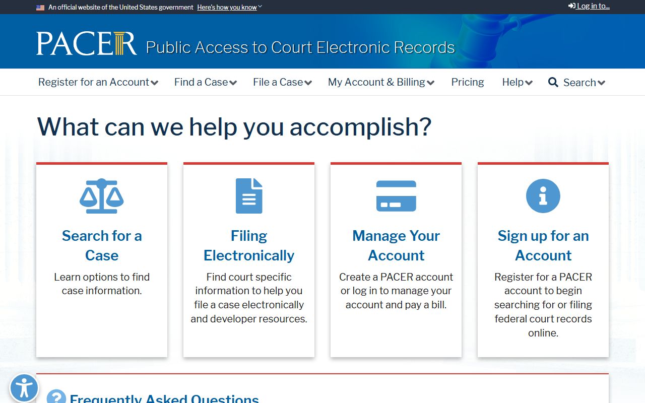 Forsyth County probate records federal docket access through PACER