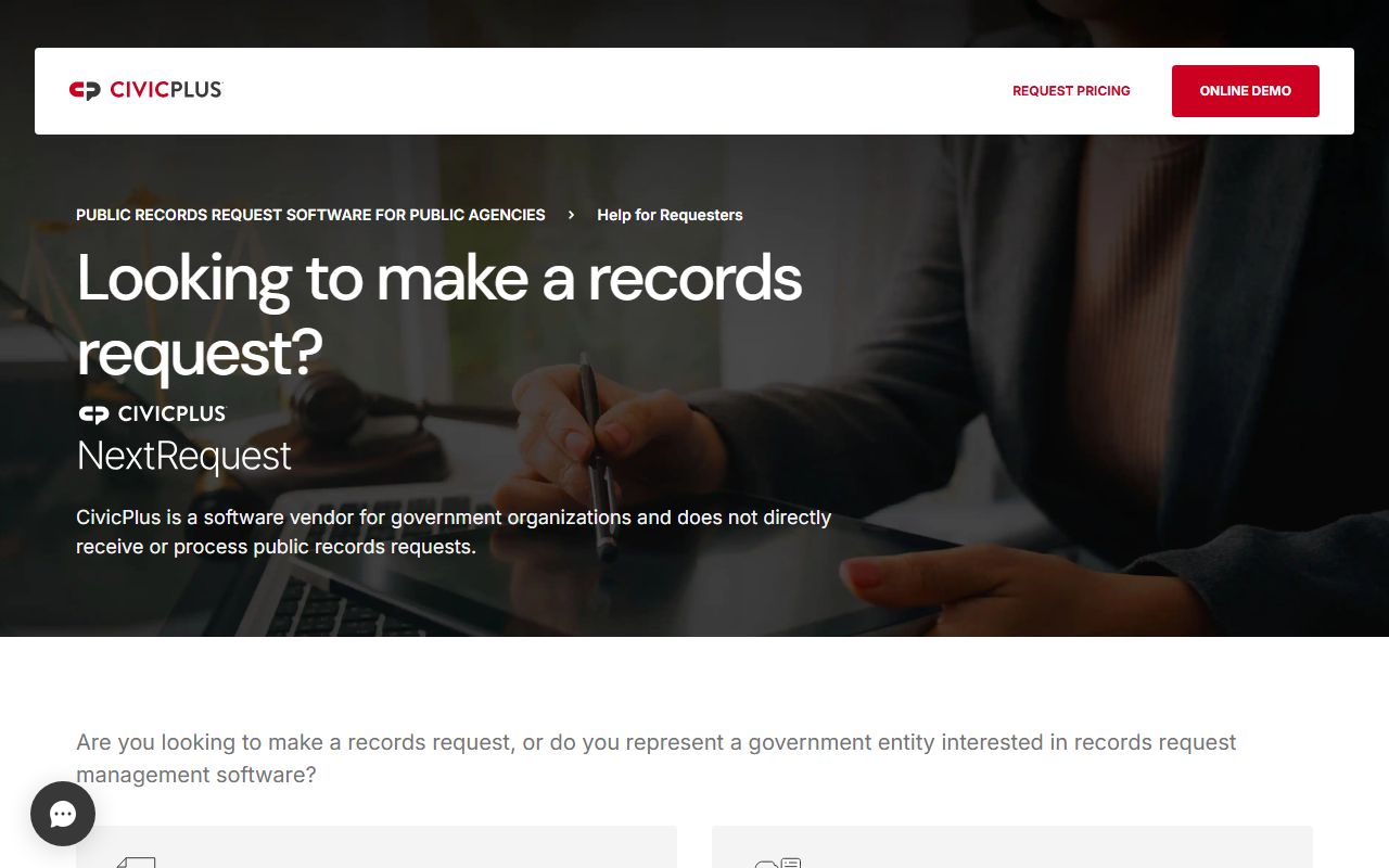 Forsyth County public records portal on NextRequest for open records requests