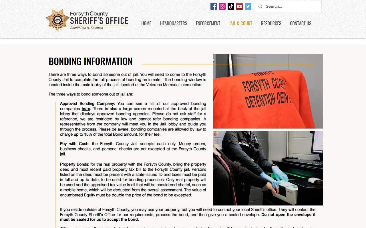 Forsyth County released inmates bonding and release information from the Sheriff
