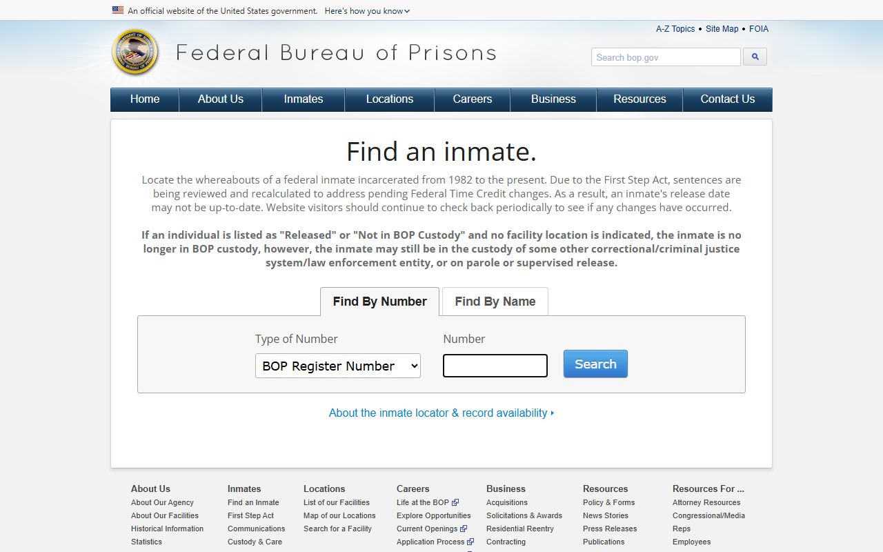 Forsyth County released inmates federal locator from the Bureau of Prisons